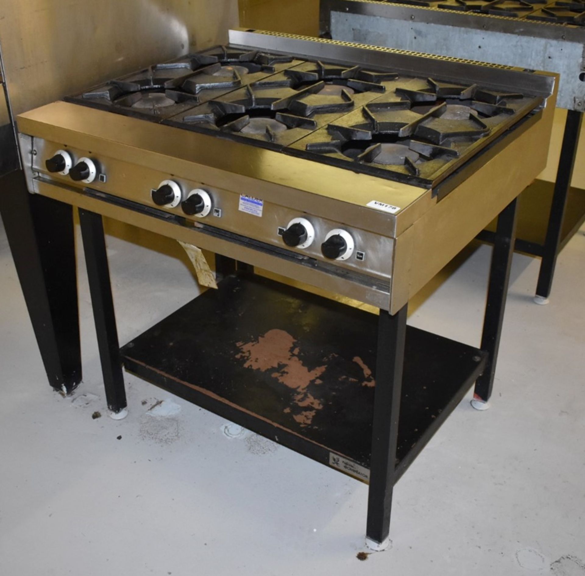1 x Falcon Dominator Six Burner Gas Range Cooker With Stand - Stainless Steel Exterior - H86 x W90 x