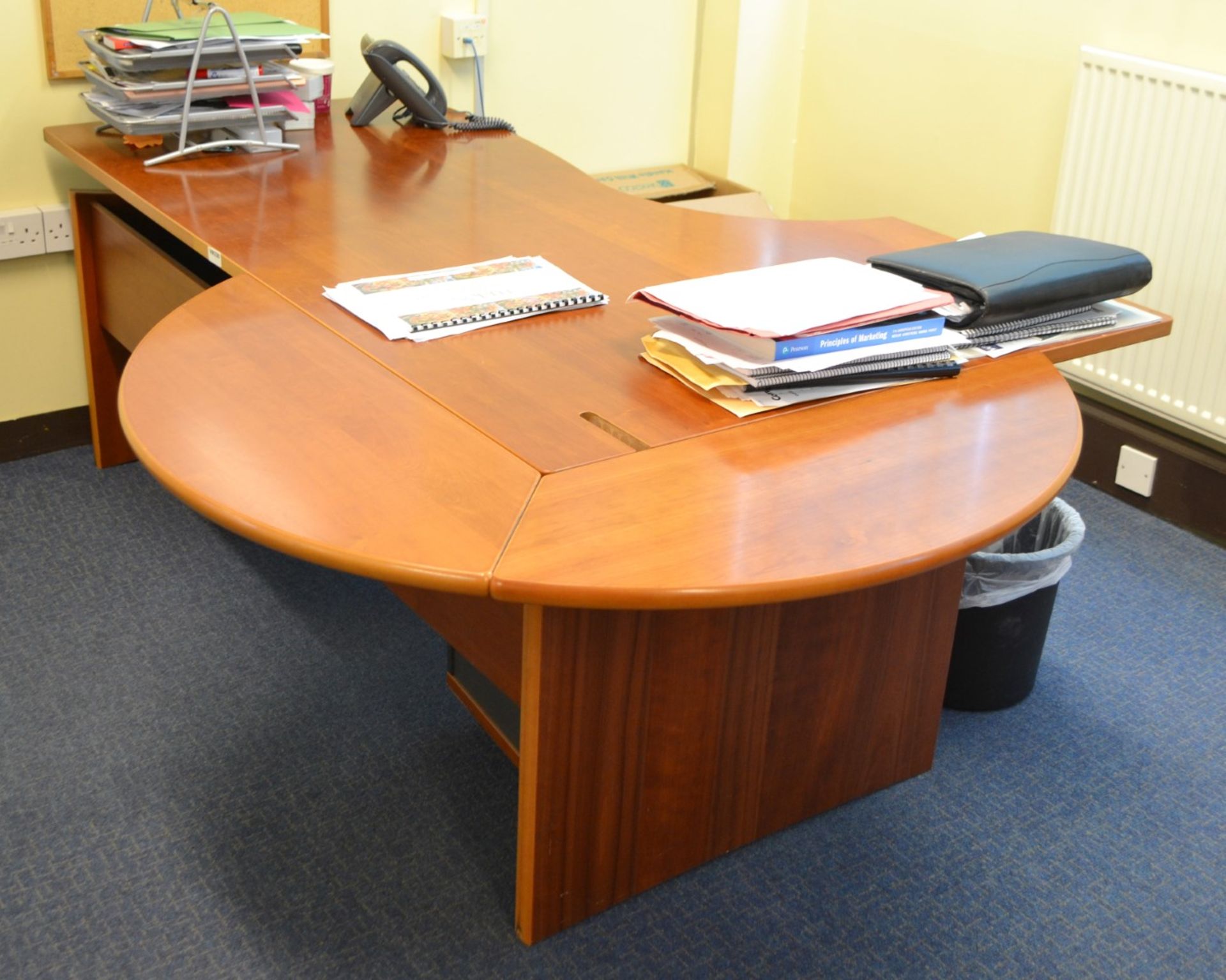 1 x Large Walnut Desk With 2 x Integrated Undercounter Pedestal's - VM338/A29 - CL409 - Location: