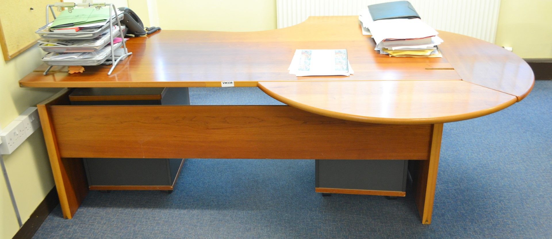 1 x Large Walnut Desk With 2 x Integrated Undercounter Pedestal's - VM338/A29 - CL409 - Location: - Image 2 of 3
