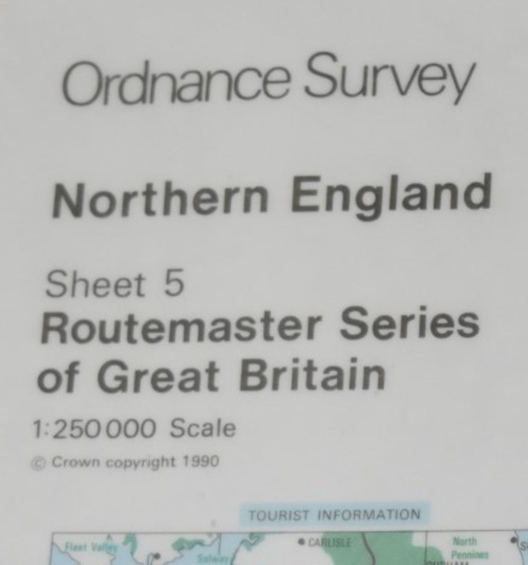 1 x Large Frame Map of Northern England - Ordnance Survey Routemaster Series 1990 - 130 x 100 - Image 2 of 4
