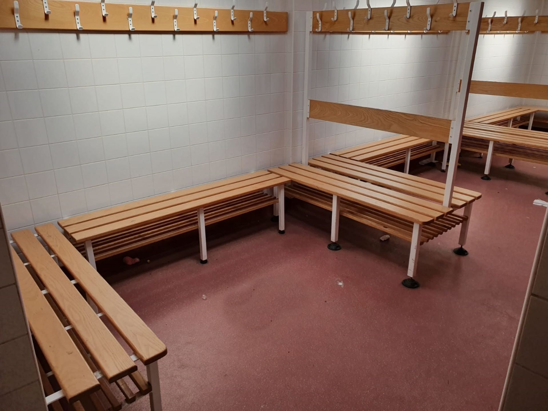 12 x Pieces of Sports Changing Room Furniture - Includes 5 x Benches, 5 x Coak Hooks and 2 x Back to - Image 4 of 4
