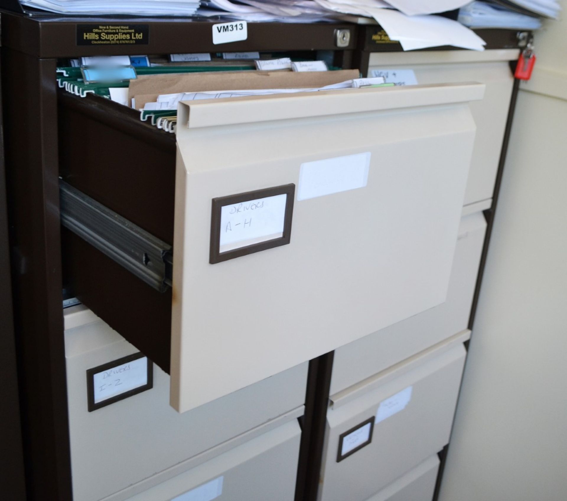 3 x 4-Drawer Metal Filing Cabinets Finished In Beige and Dark Brown - Ref: VM314 - CL409 - WF16 - Image 3 of 3