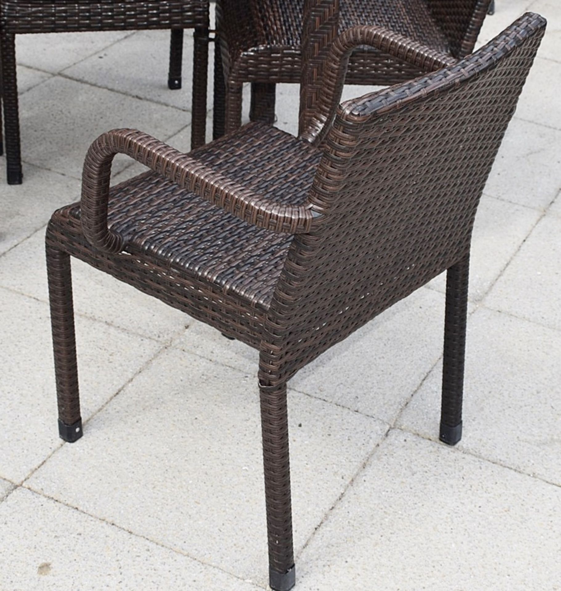 7 x Outdoor Rattan Garden Chairs With 3 Matching Square Tables - Image 4 of 4