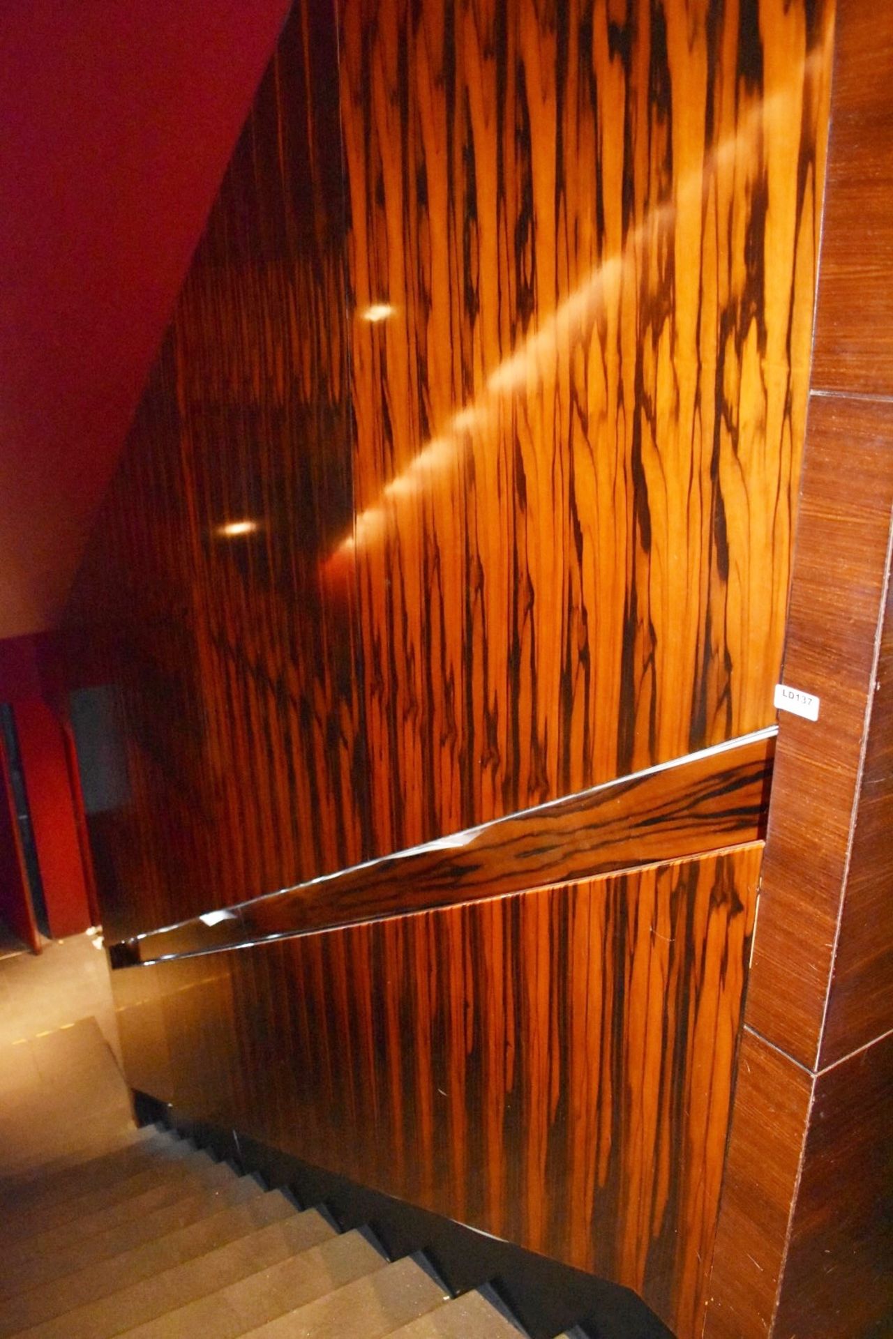 1 x Zebrano Wood Stair Panelling With Integrated Illuminated Hand Rail - Four Metres In Length -