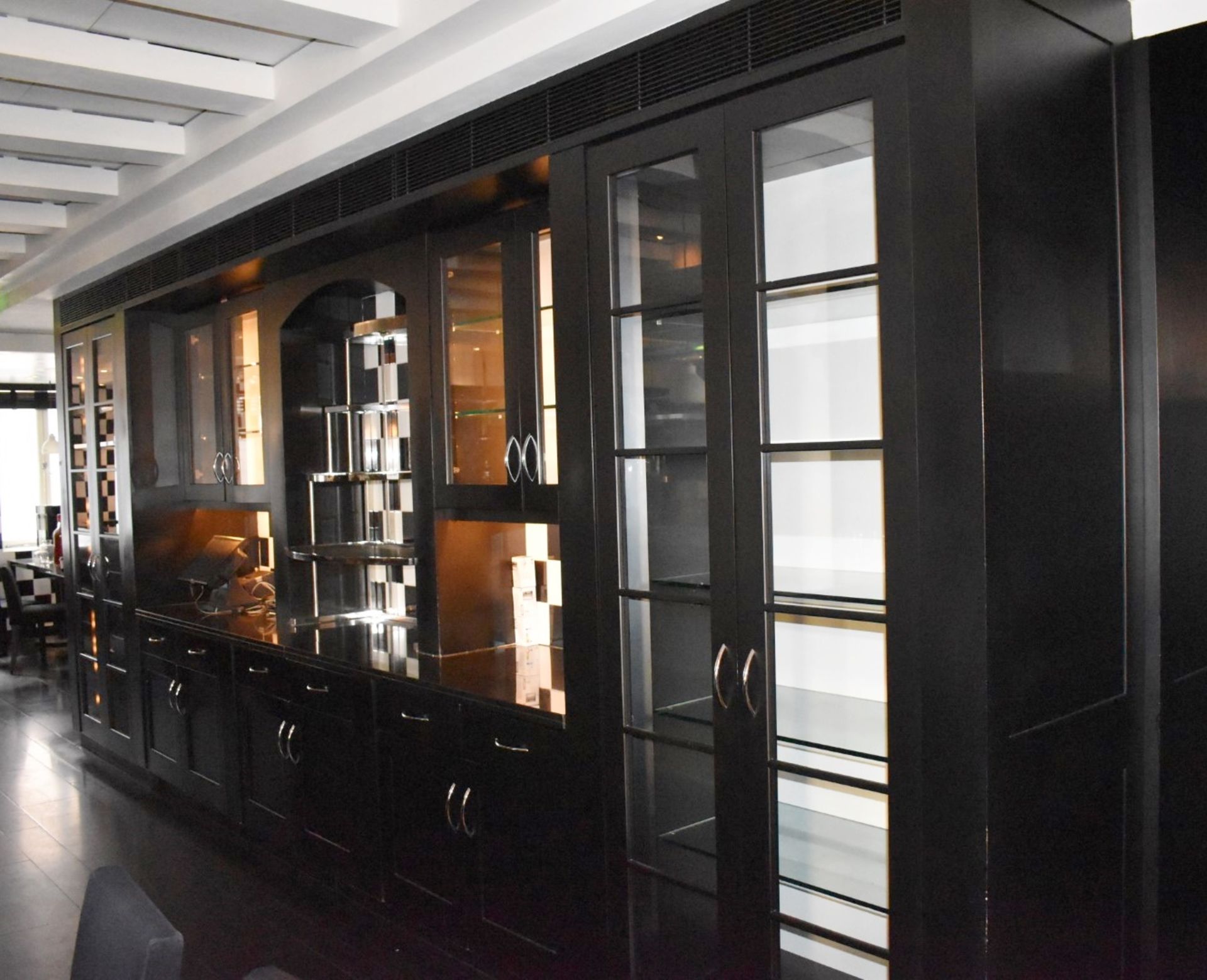 1 x Large Wall Dresser / Server Cabinet in Black - Features Epos Stations, Display Cabinets, Storage