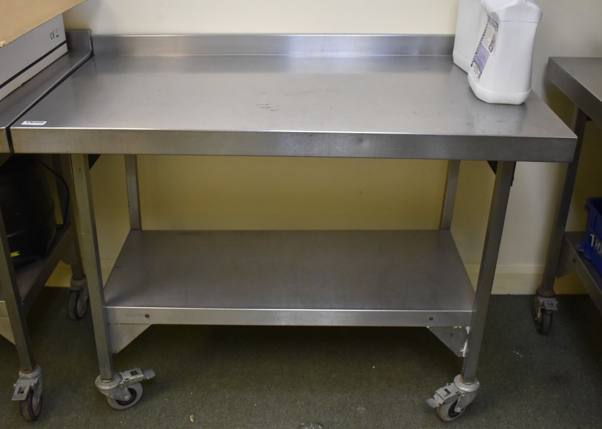 1 x Stainless Prep Bench With Undershelf and Castor Wheels - H87 x W120 x D65 cms - Ref VM300 B2 - - Image 2 of 2