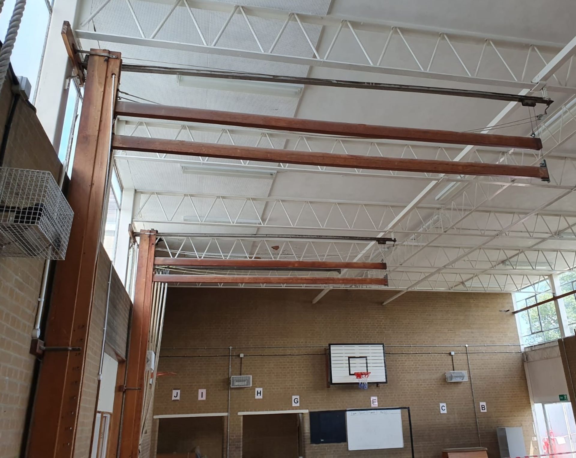 2 x School Gym Climbing Rope Frames With Additional Suspended Ropes on Rail - Large Size - CL499 - - Image 3 of 3