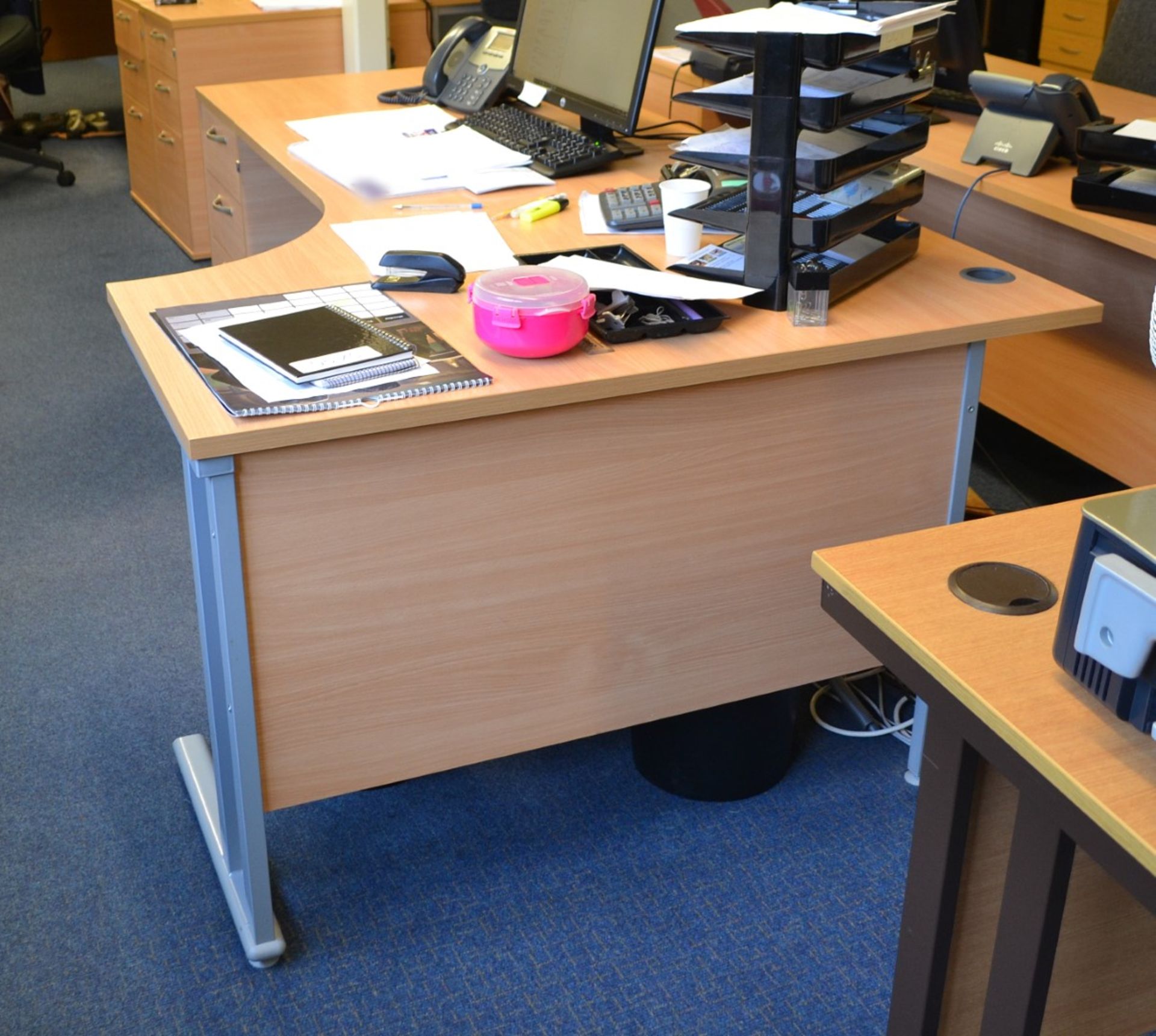 1 x Beech Office Desk And Pedestal - Ref: VM392 - CL409 - Location Wakefield WF16 - Image 2 of 4