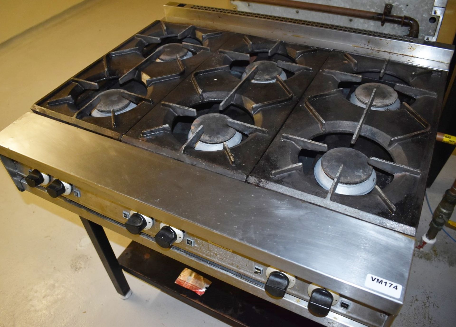 1 x Falcon Dominator Six Burner Gas Range Cooker With Stand - Stainless Steel Exterior - H86 x W90 x - Image 2 of 6