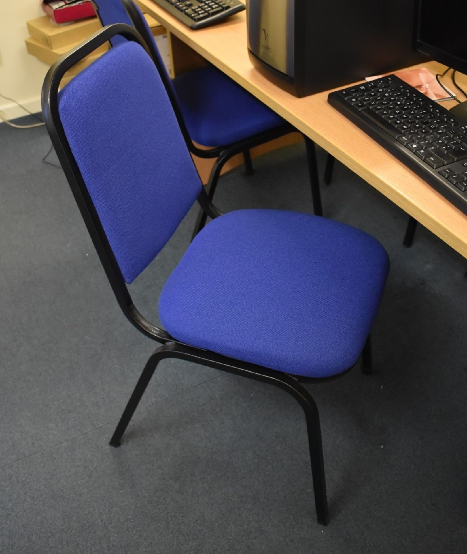 1 x Boardroom Office Table in Beech - Includes Four Matching Blue Chairs - Lenght 200 x Width 100 - Image 3 of 4