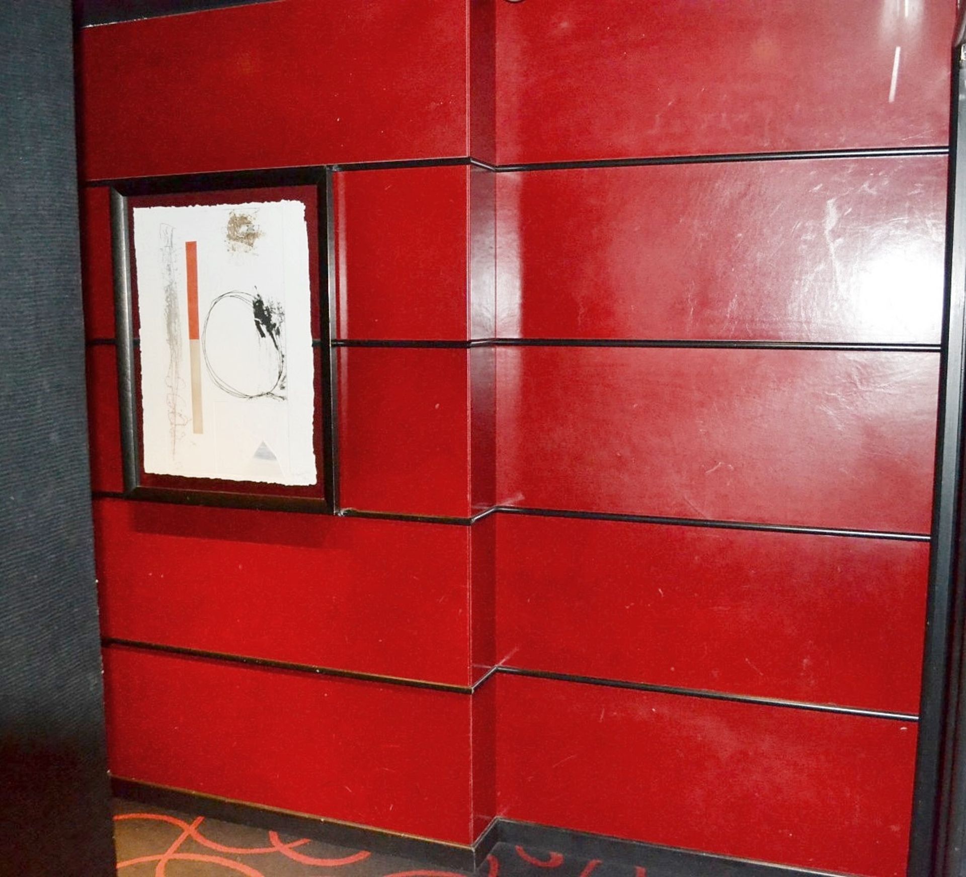 7 x Large Sections Of Red Faux Leather Wall Panelling - Measurements In Full Description - CL392