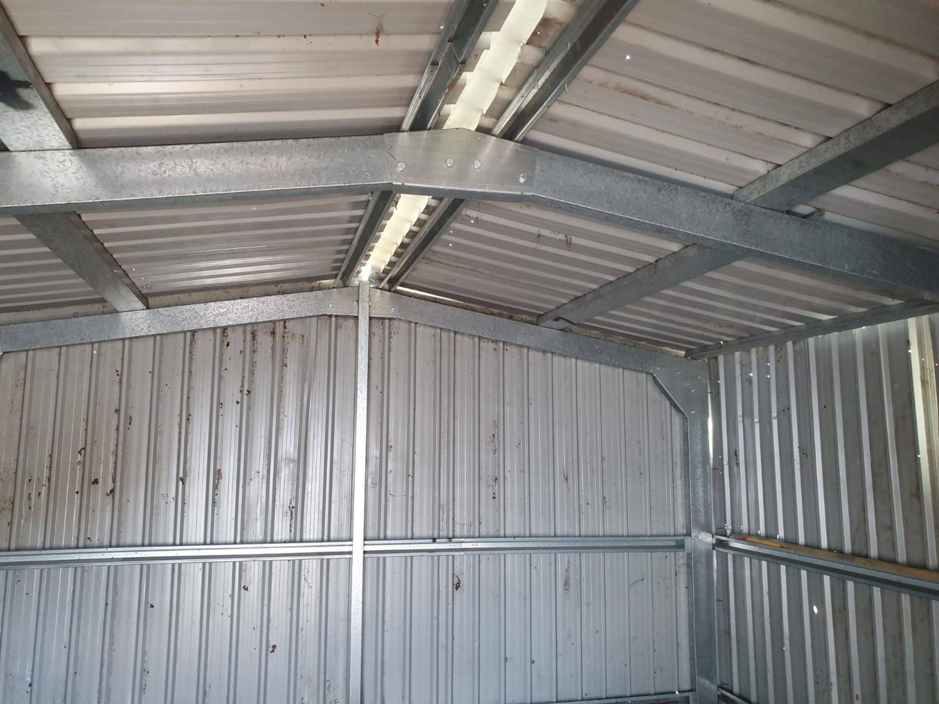 1 x Large Steel Storage Shed Container With Four Wooden Folding Doors - Approx Dimensions 5M x 5M - Image 18 of 18