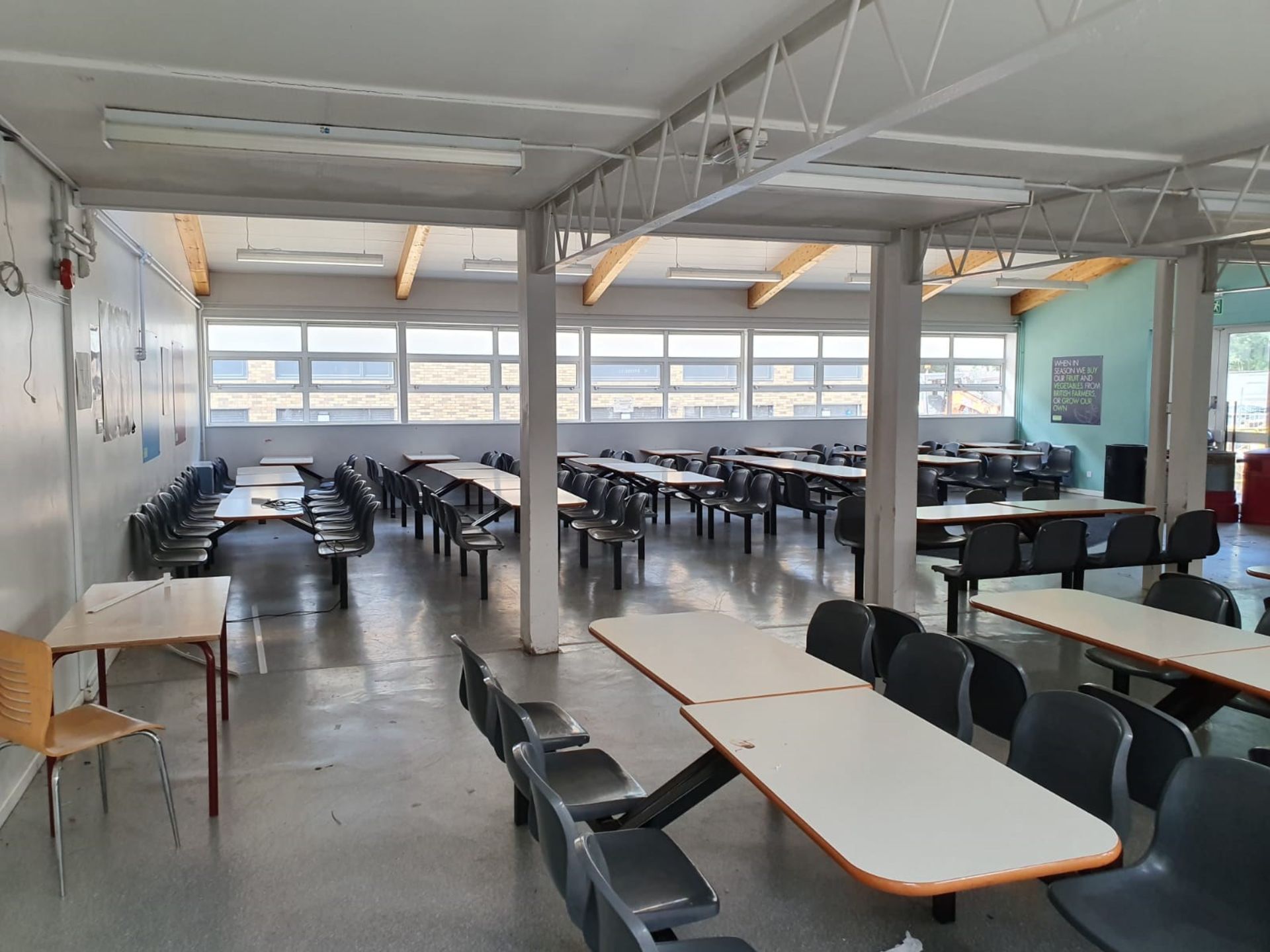Approx 24 x Canteen Tables Each With Four Integrated Plastic Chairs - CL499 - Location: - Image 3 of 3
