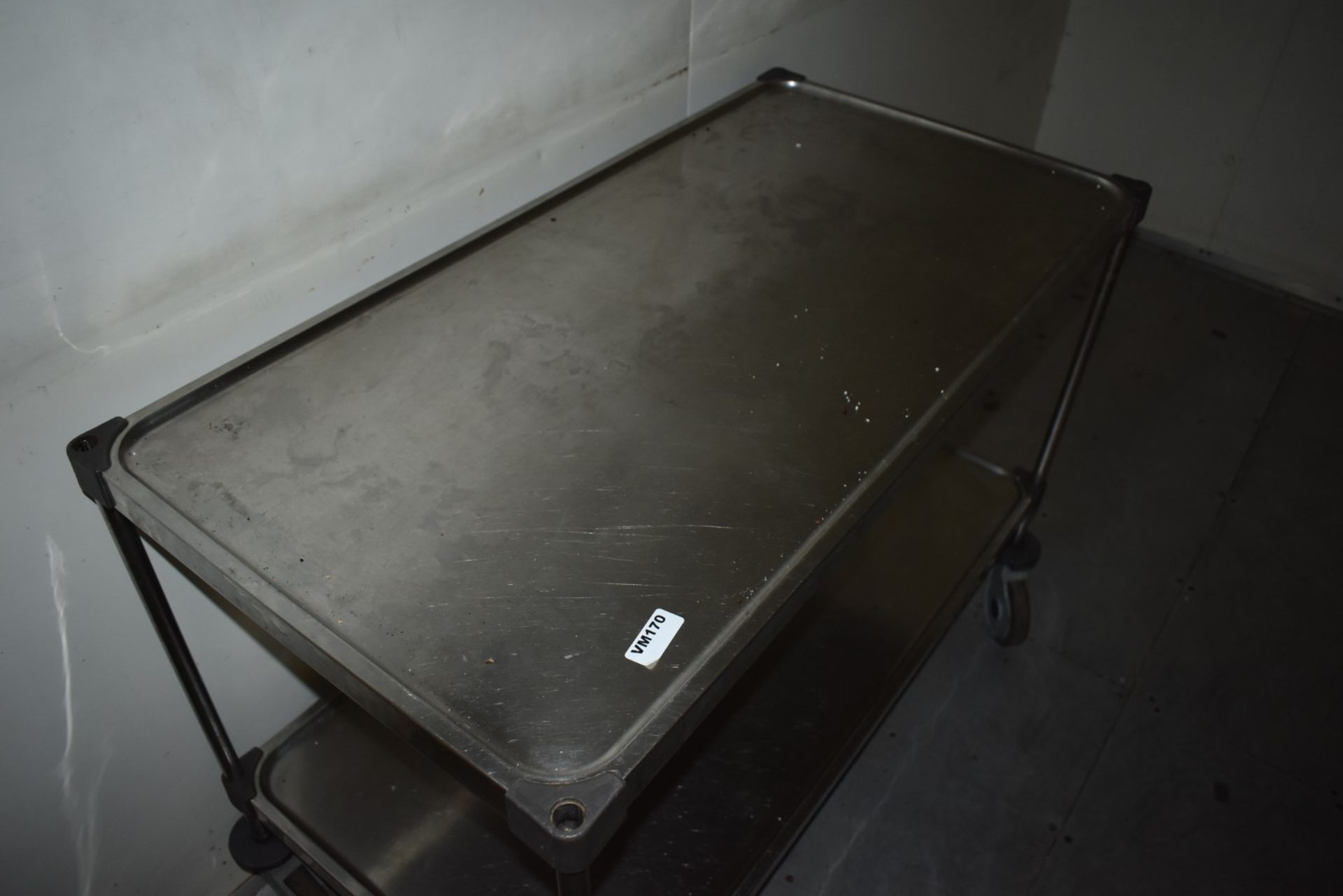 1 x Stainless Steel Prep Bench on Castor Wheels With Undershelf H81 x W108 x D55 cms - Ref VM81 x - Image 2 of 3