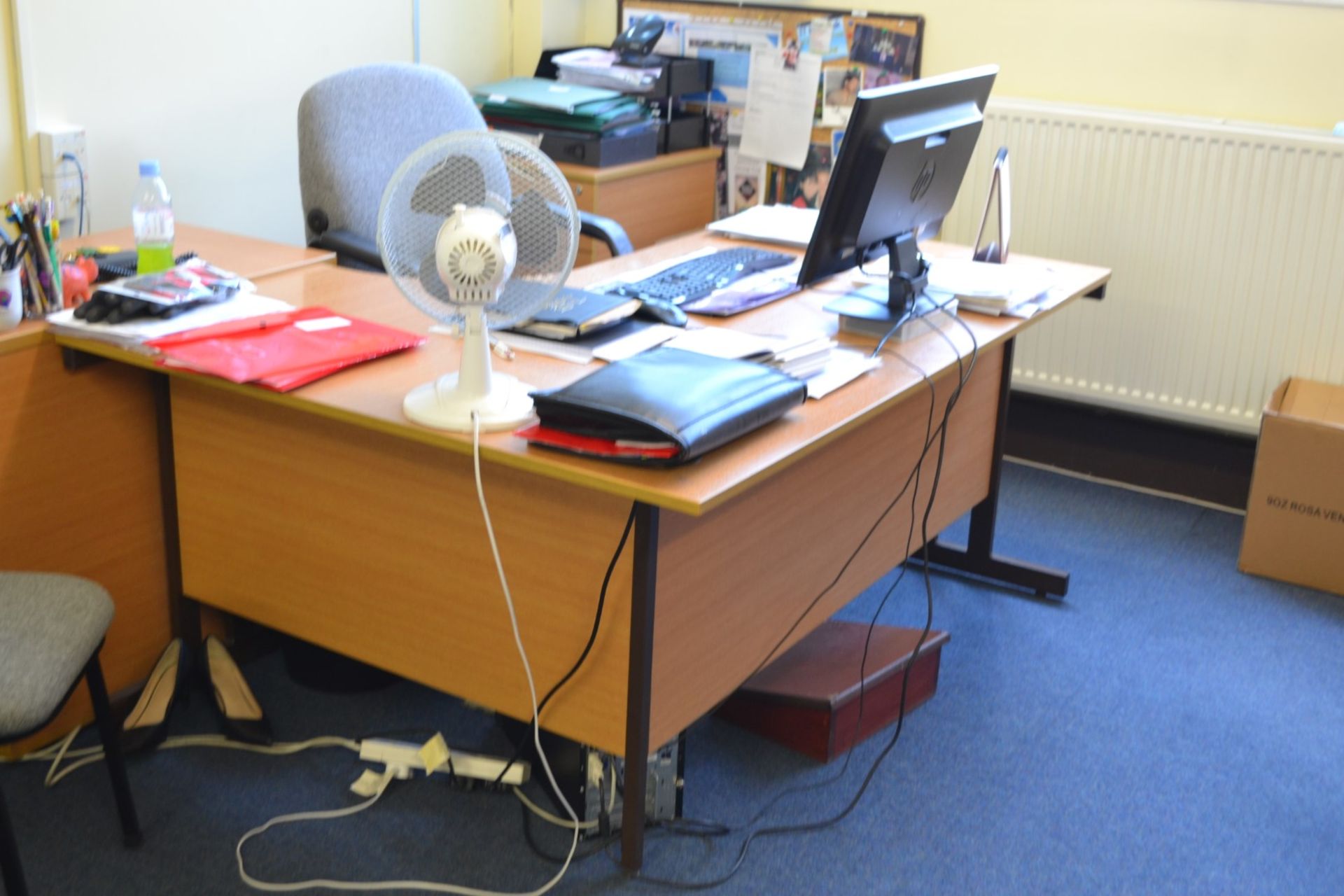 3 x Office Desks Finished In Beech - Ref: VM320 - CL409 - Location: Wakefield WF16