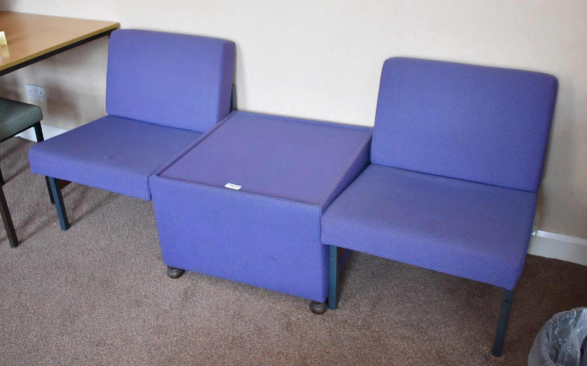 1 x Reception Suite in Blue - Includes Two Chairs and One Table - Overall Width 180cms - Ref VM235 - Image 3 of 3