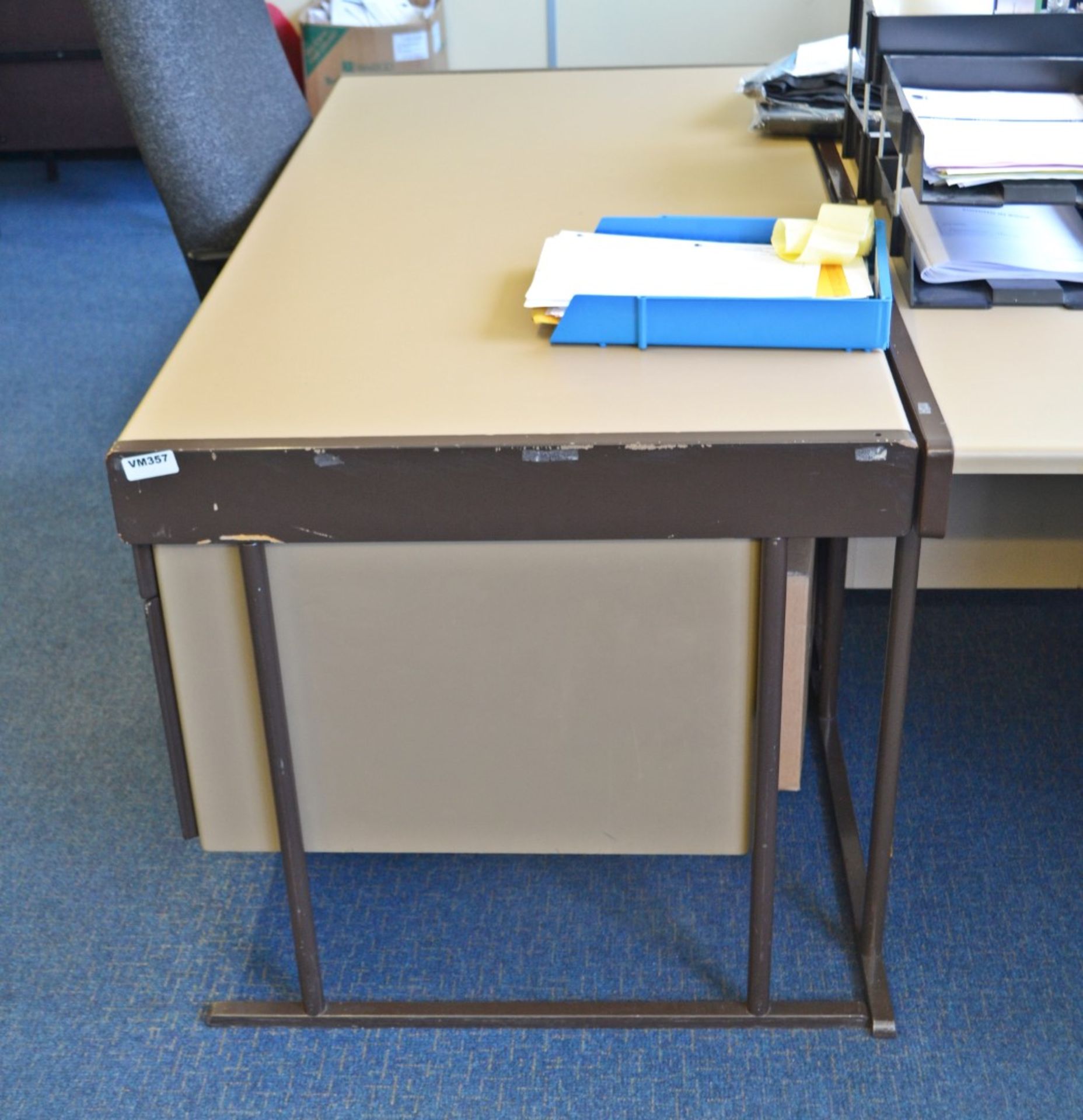 3 x Beige Rectangular Office Desks - Ref: VM357 - CL409 - Location WF16 - Image 2 of 3