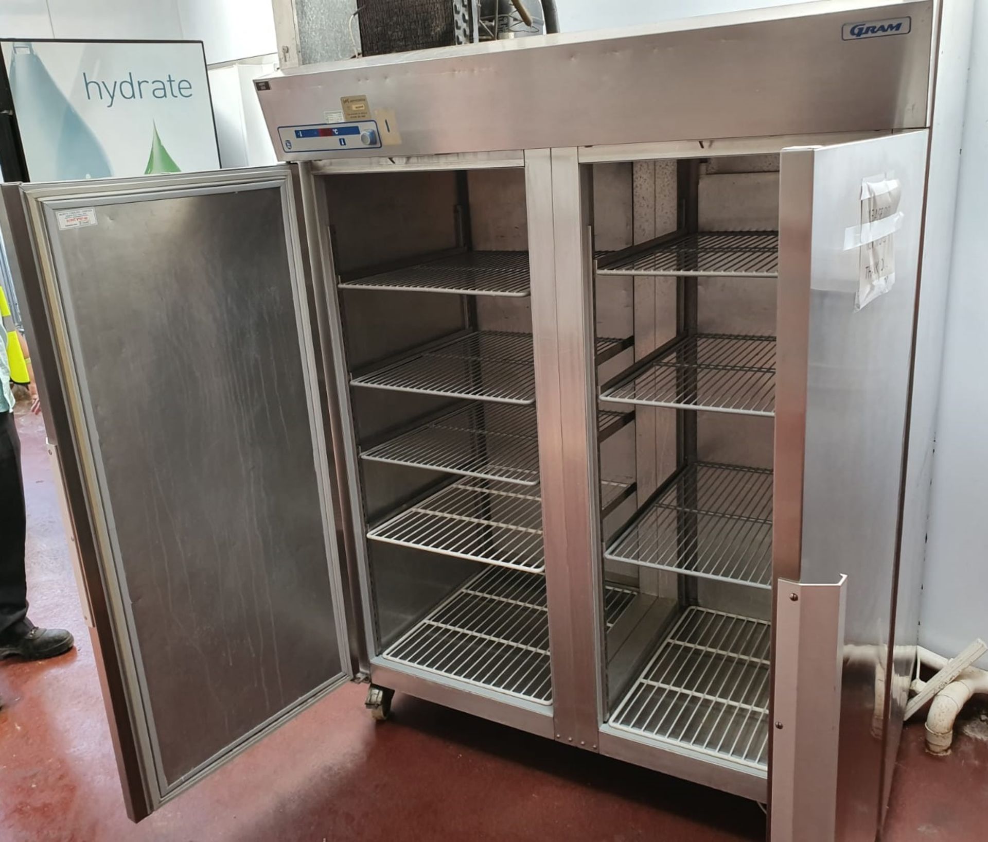 1 x Gram Double Door Gastro Fridge With Stainless Steel Exterior - CL499 - Location: Borehamwood