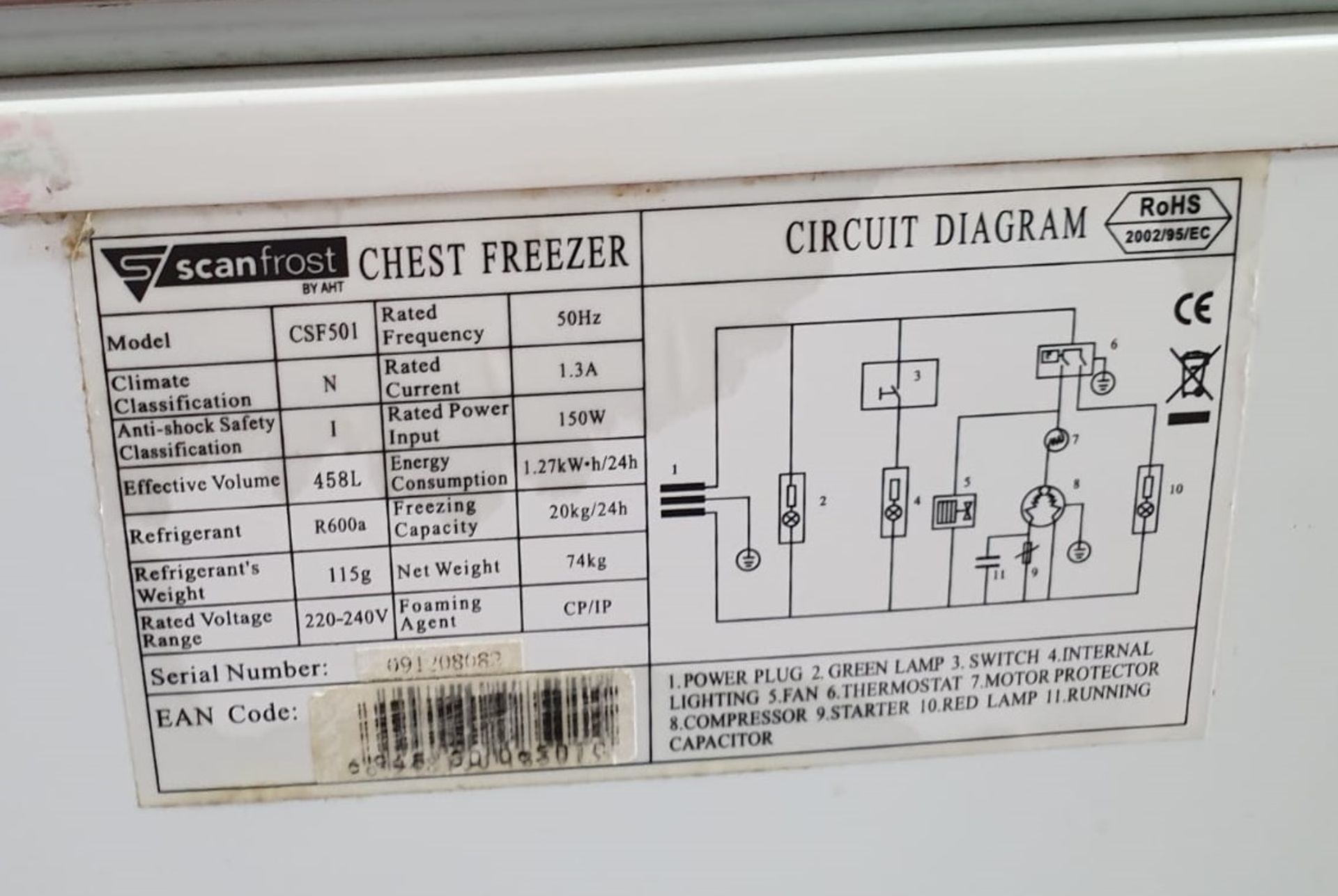 1 x ScanFrost Chest Freezer With Stainless Steel Top - Model CSF501 - CL499 - Location: - Image 2 of 4