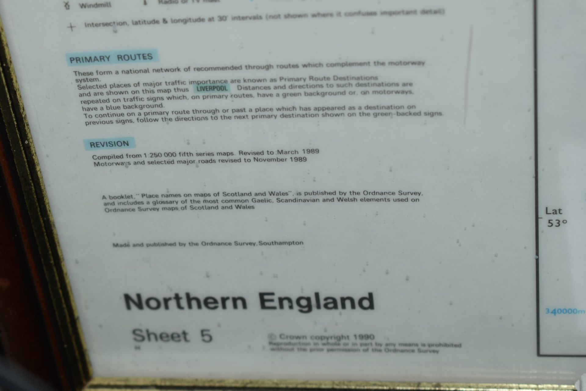 1 x Large Frame Map of Northern England - Ordnance Survey Routemaster Series 1990 - 130 x 100 - Image 4 of 4