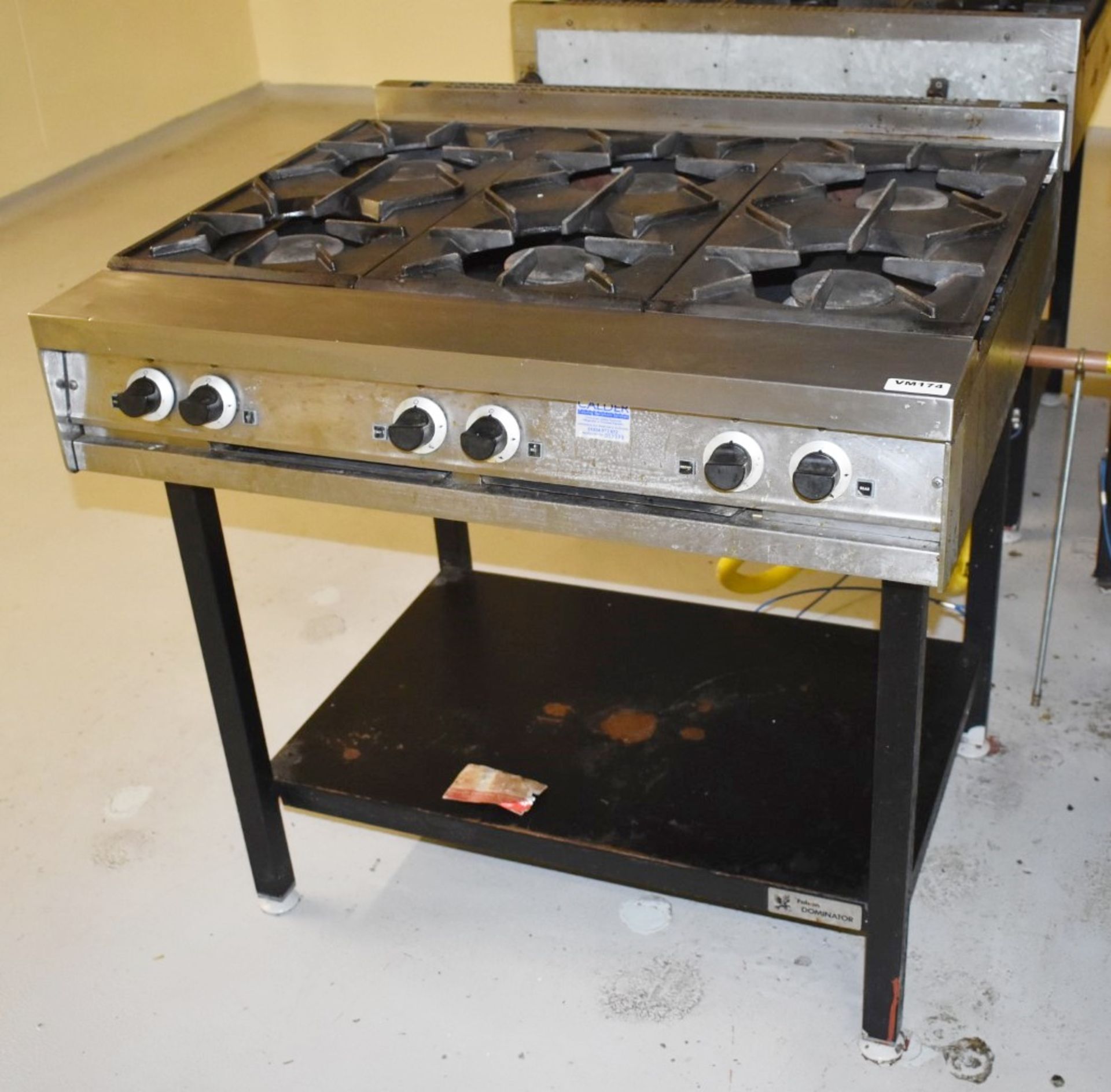 1 x Falcon Dominator Six Burner Gas Range Cooker With Stand - Stainless Steel Exterior - H86 x W90 x