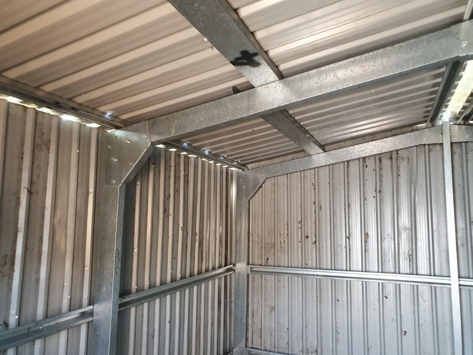 1 x Large Steel Storage Shed Container With Four Wooden Folding Doors - Approx Dimensions 5M x 5M - Image 14 of 16