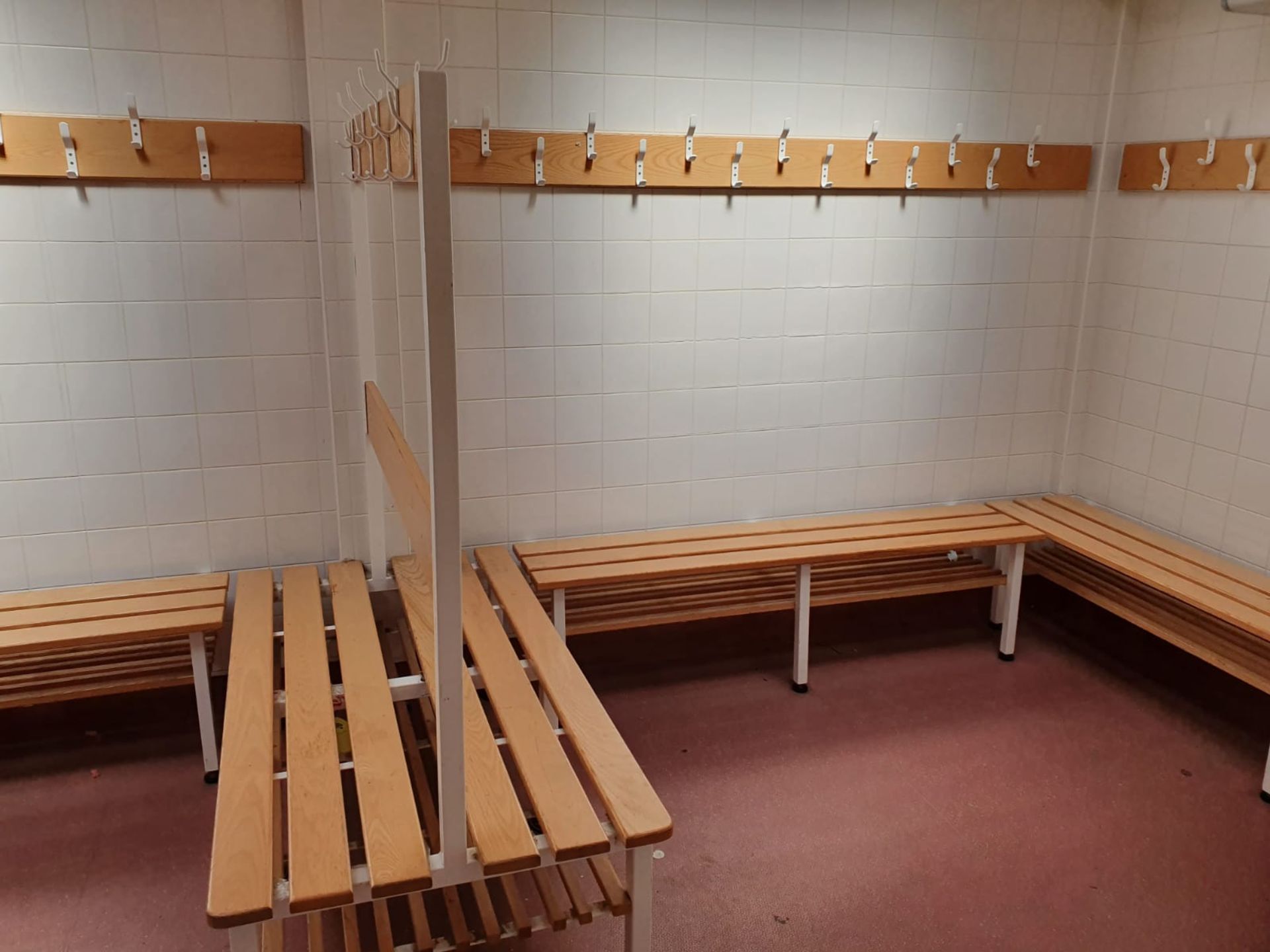 12 x Pieces of Sports Changing Room Furniture - Includes 5 x Benches, 5 x Coak Hooks and 2 x Back to - Image 3 of 4