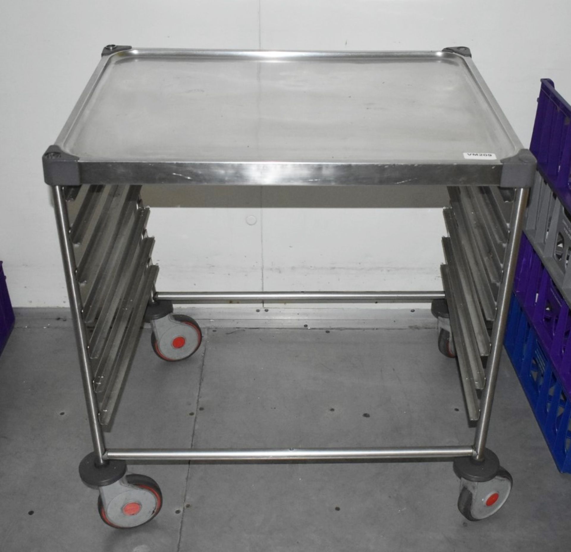 1 x Stainless Steel Trolley on Castors With Shelf Hangers - H81 x W74 x D54 cms - Ref VM209 B2 - - Bild 3 aus 3