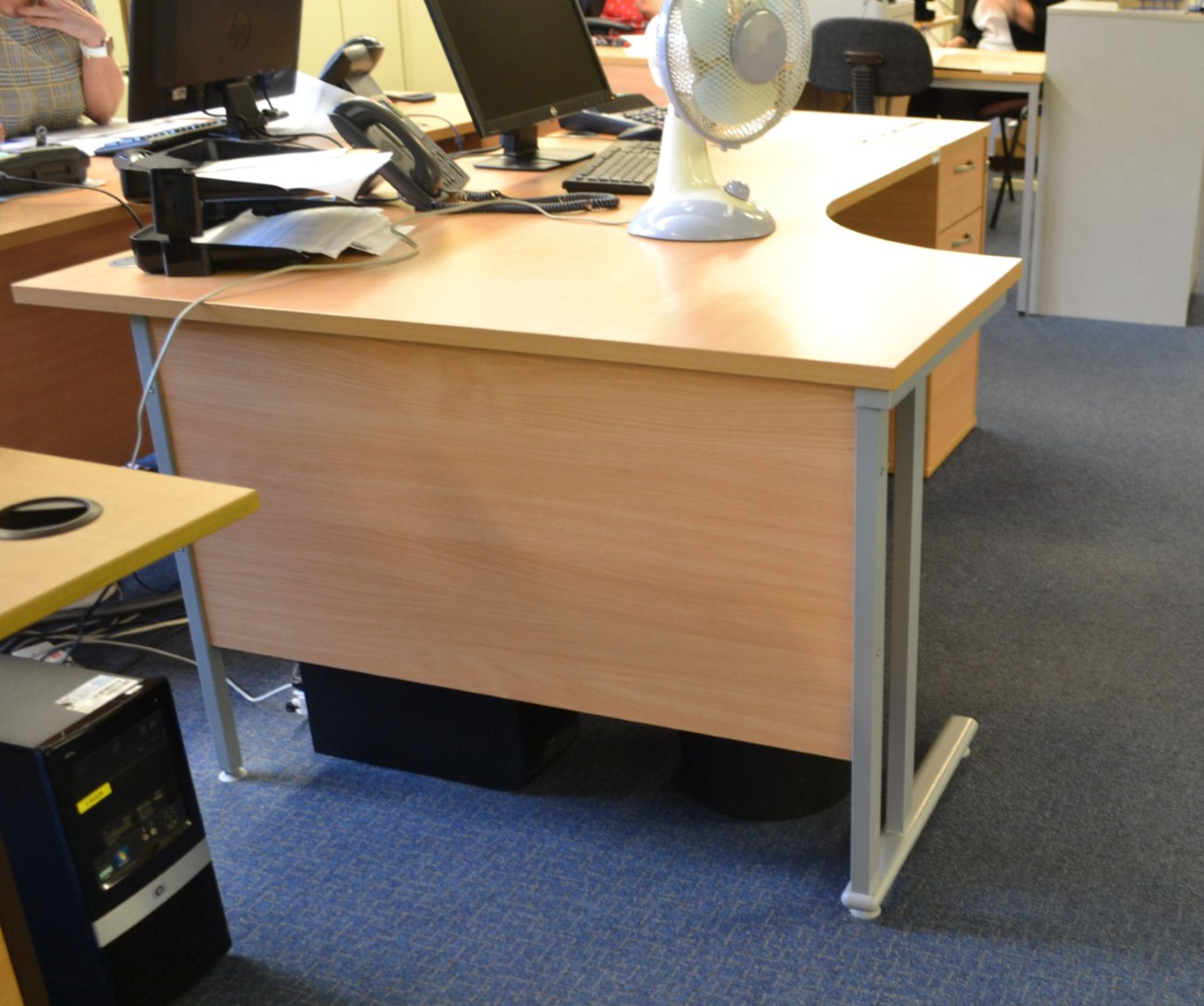 1 x Beech Office Desk And Pedestal - Ref: VM390 - CL409 - Location Wakefield WF16 - Image 3 of 4