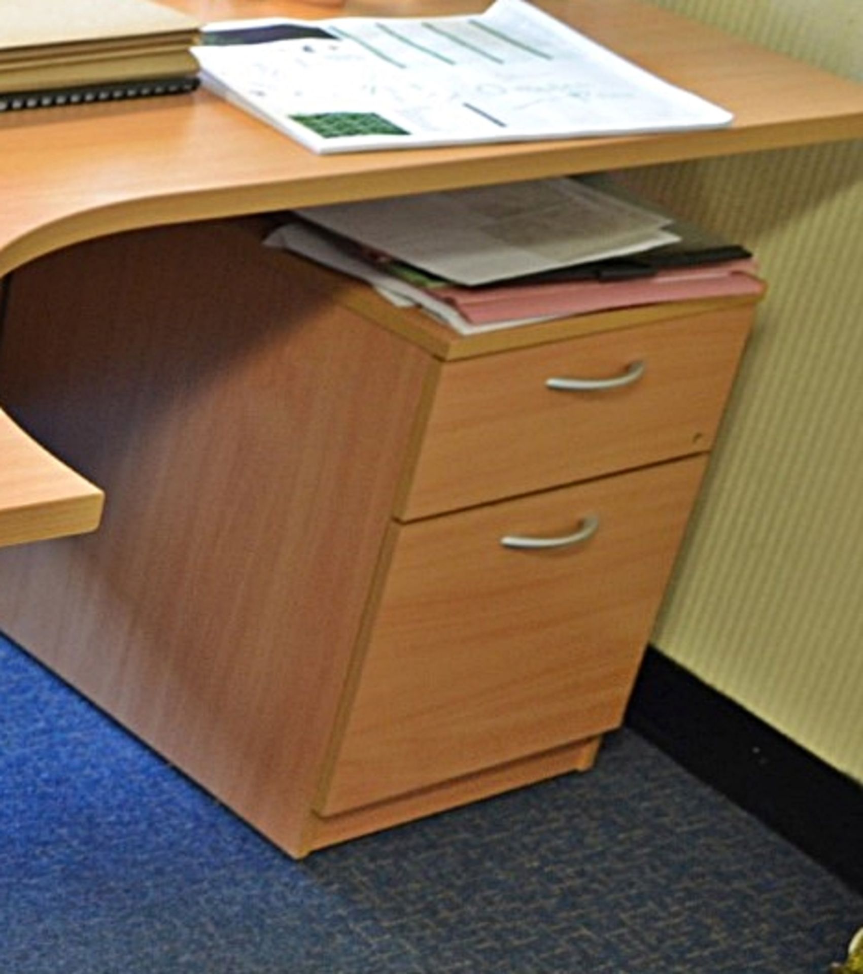 1 x Office Desk and Pedestal Finished In Beech - Ref: VM344 - CL409 - Location: Wakefield WF16 - Image 3 of 3