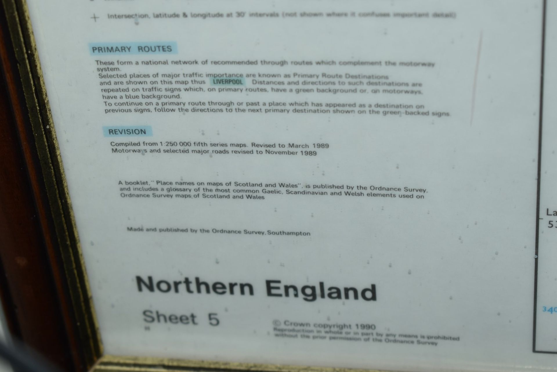 1 x Large Frame Map of Northern England - Ordnance Survey Routemaster Series 1990 - 130 x 100 - Image 3 of 4