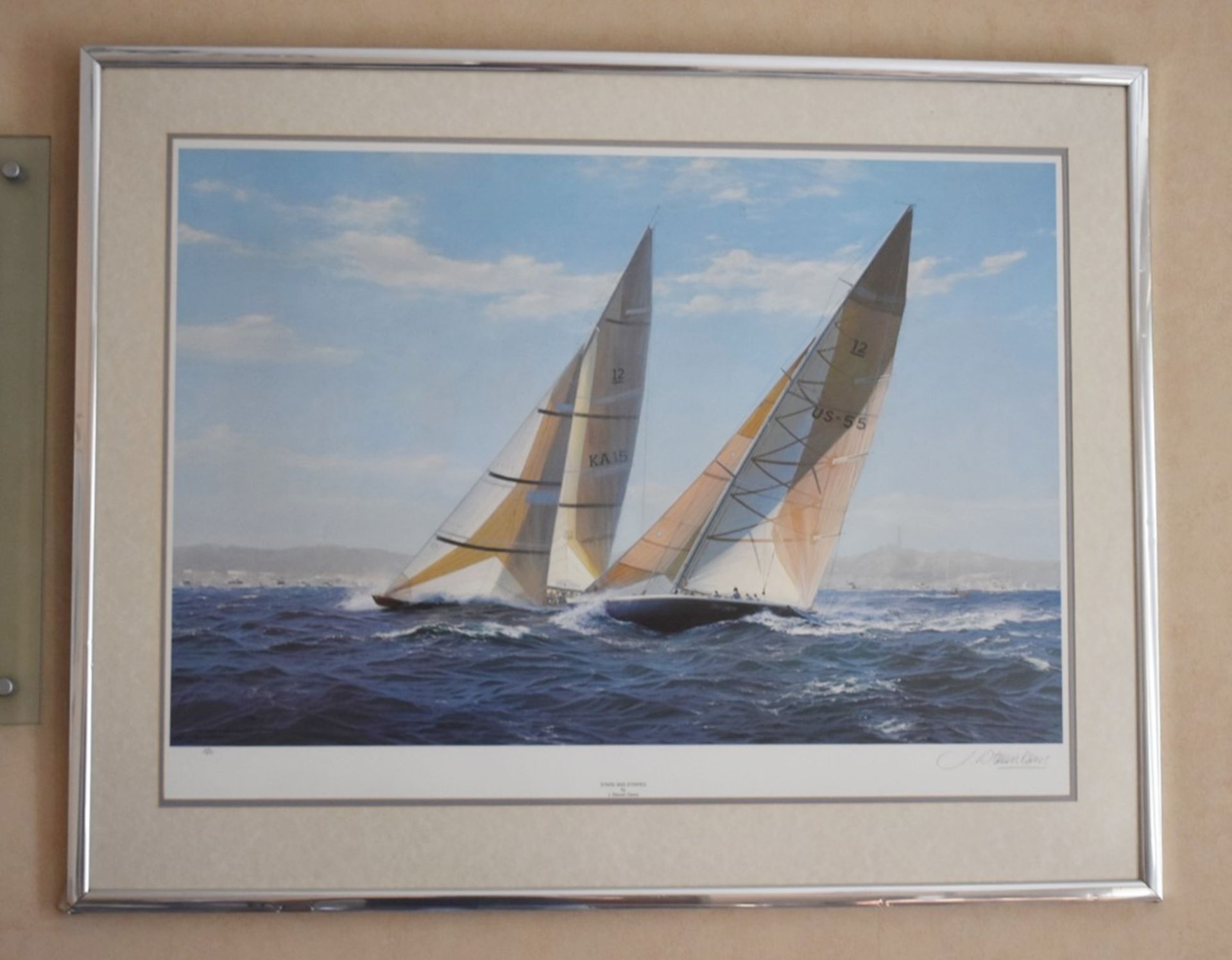 1 x Stars and Stripes Sailing Picture By J Steven Dews - Limited Edition - 73 x 92 cms - Ref VM244 - Image 6 of 6