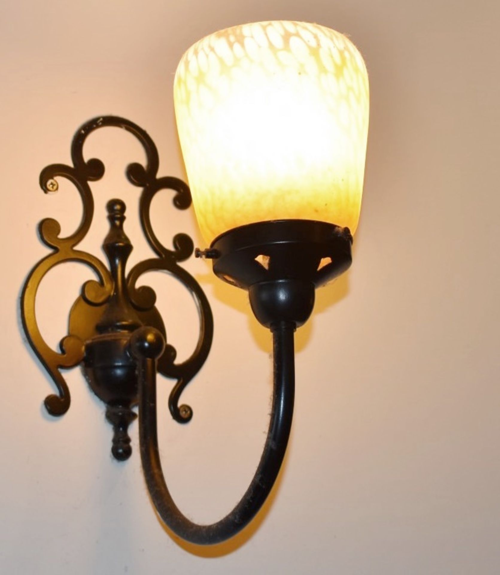 4 x Black Gothic Wall Sconce Lights With Glass Shades - CL420 GF - From a Popular Mexican Themed