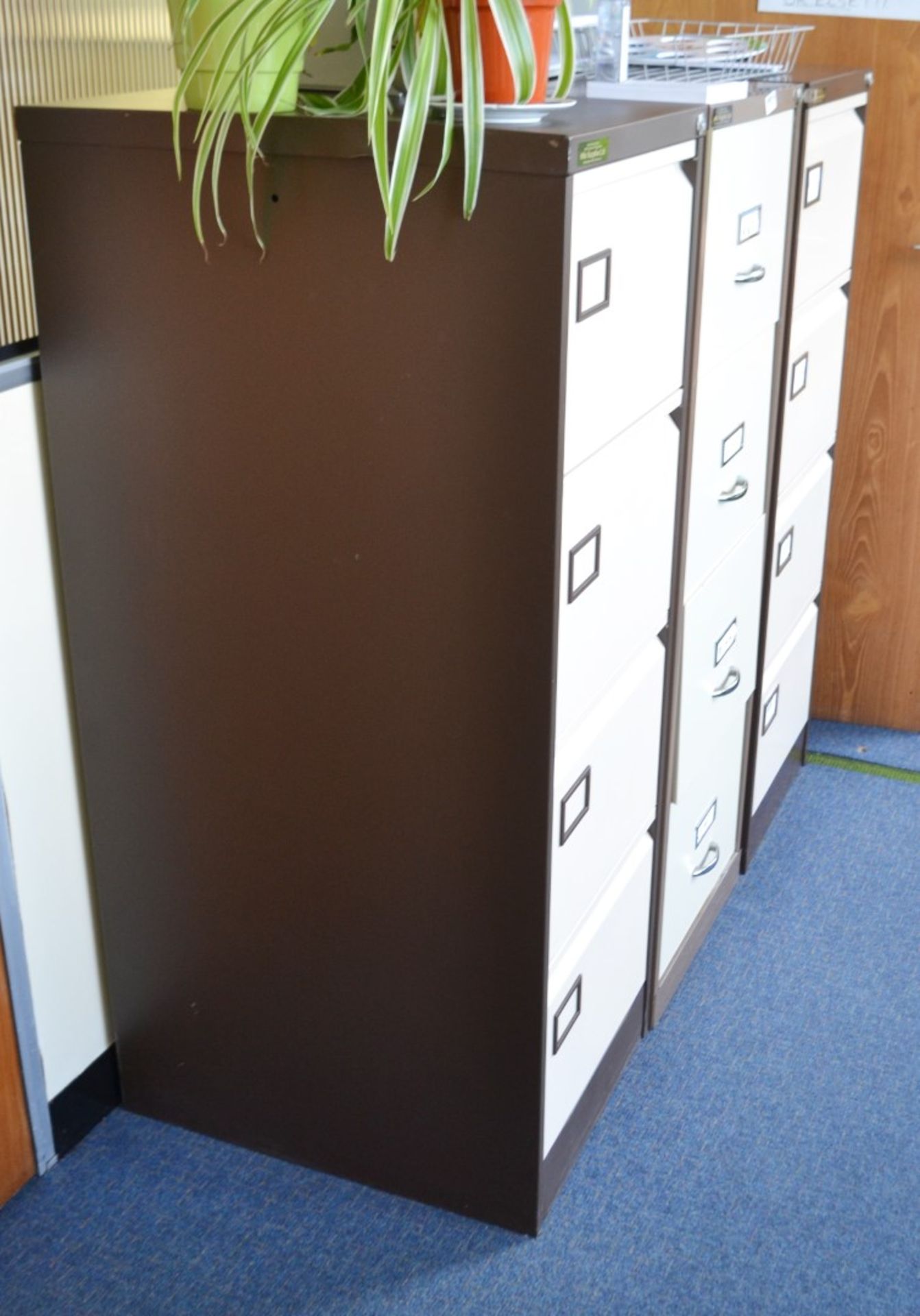 3 x 4-Drawer Metal Filing Cabinets Finished In Beige and Dark Brown - Ref: VM314 - CL409 - WF16 - Image 2 of 3