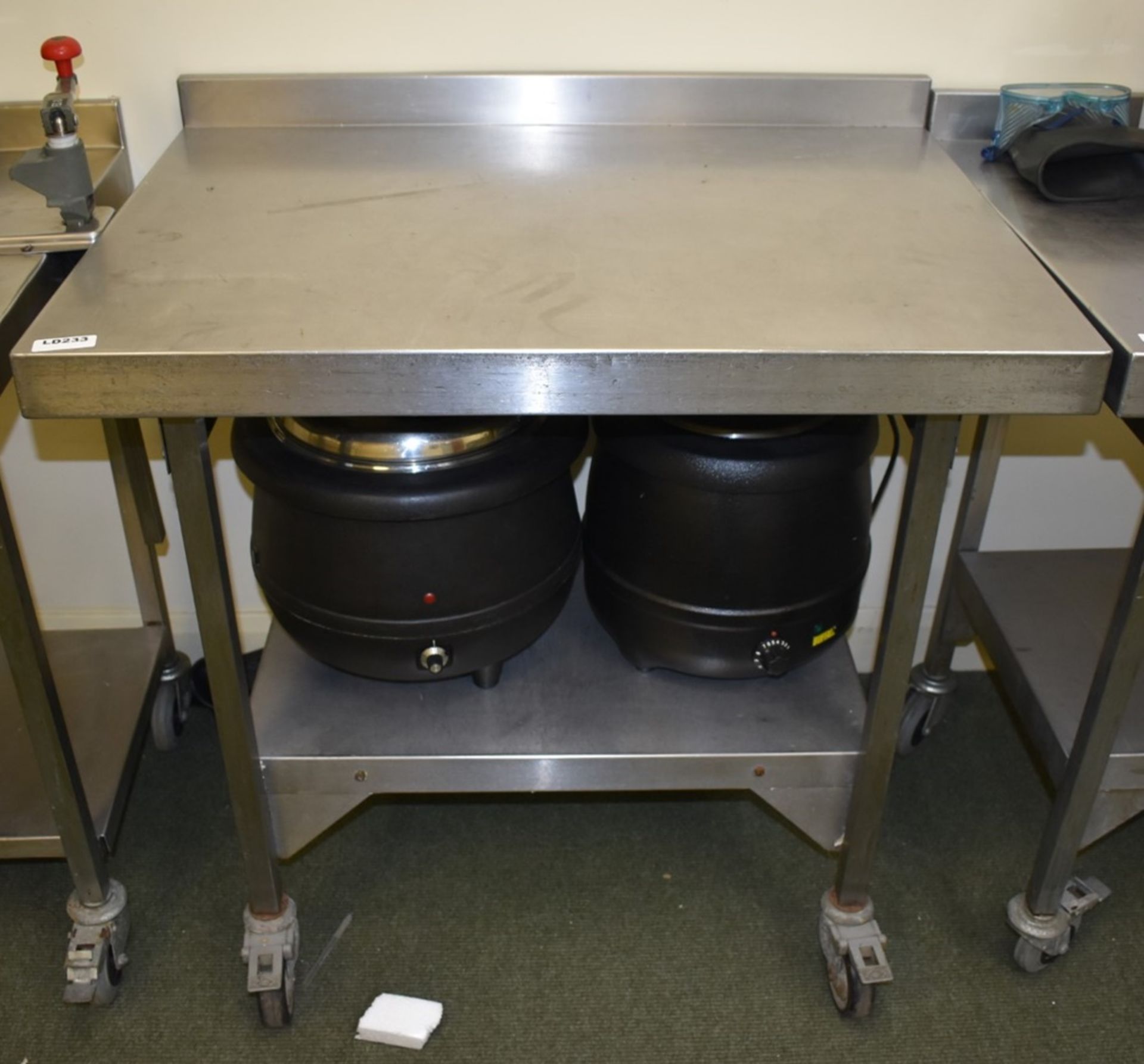 1 x Stainless Steel Prep Table With Castor Wheels and Undershelf - H87 x W90 x D65 cms - Ref LD233