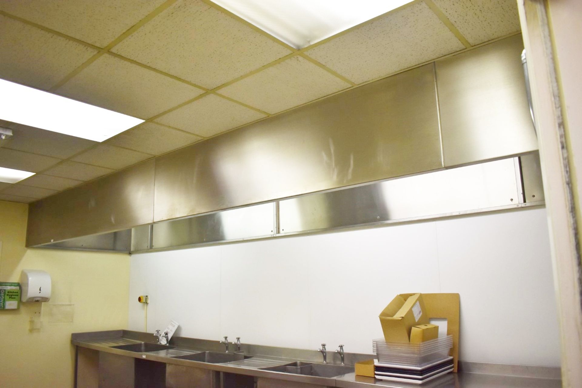 1 x Commerical Kitchen Ceiling Mounted Extractor Hood - Stainless Steel - Breaks into Multiple Parts