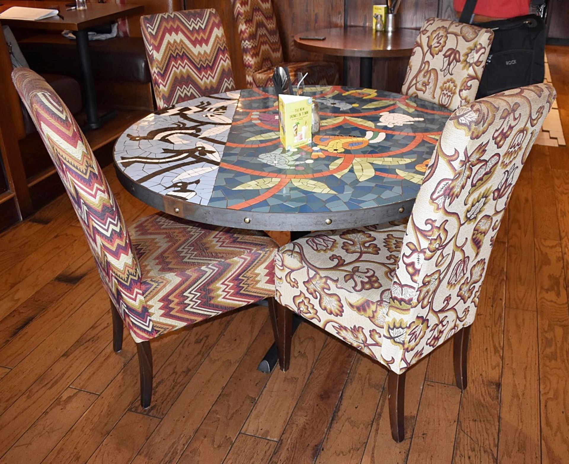 6 x Upholstered Restaurant Dining Chairs In A Floral Mexican-style Fabric - H95 x 40 x 40cm - Image 2 of 4