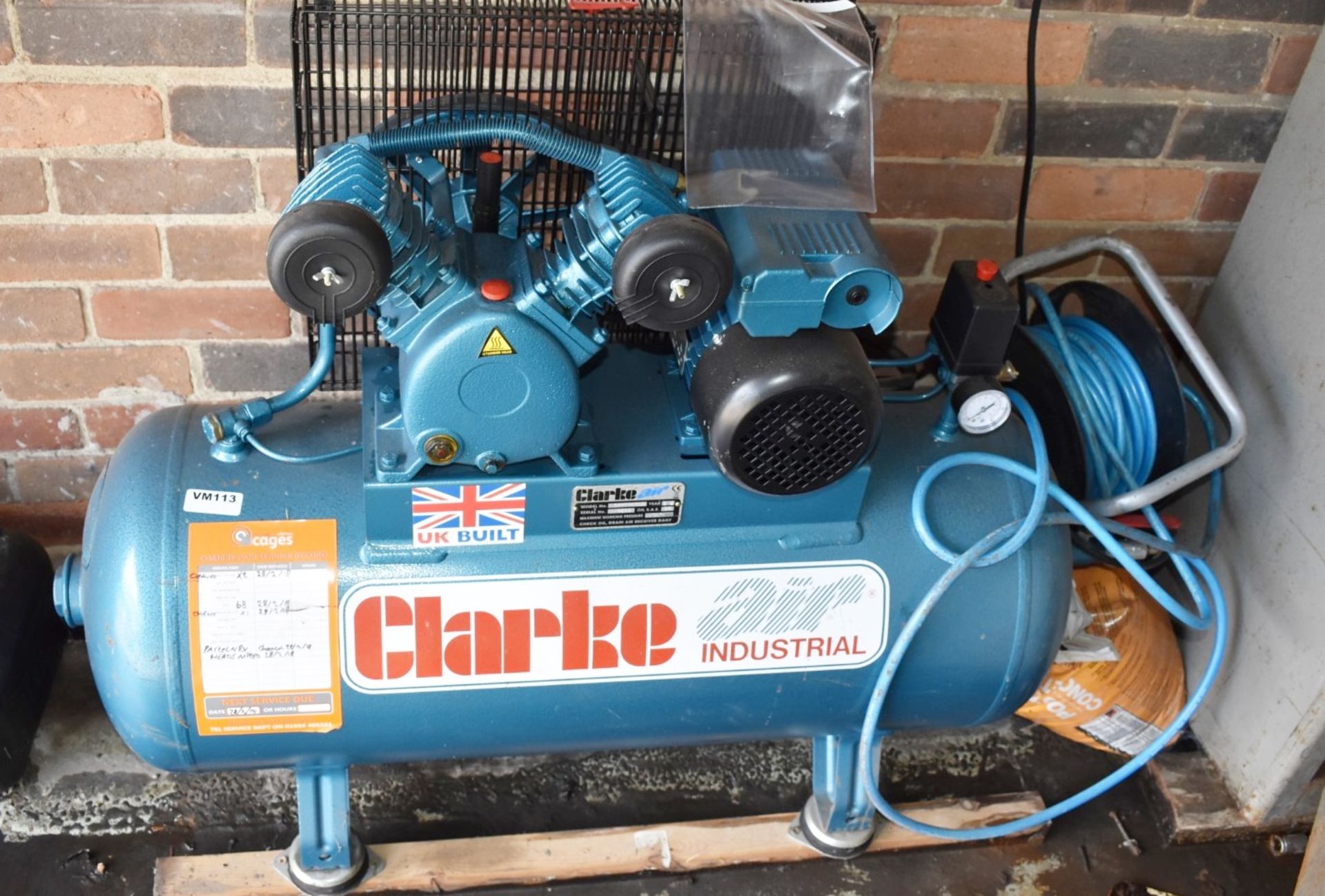 1 x Clarke Air Industrial Air Compressor - 240v - 2015 Model and Rarely Used - Model SEV1 - Red