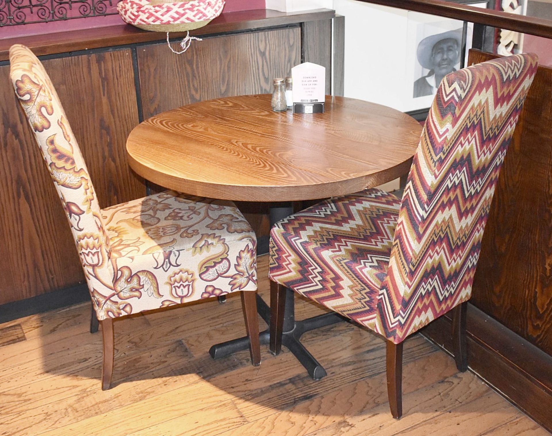 3 x Restaurant 2-Seater Round Table With Medium Ash Tops And Cast Iron Bases - Image 2 of 2