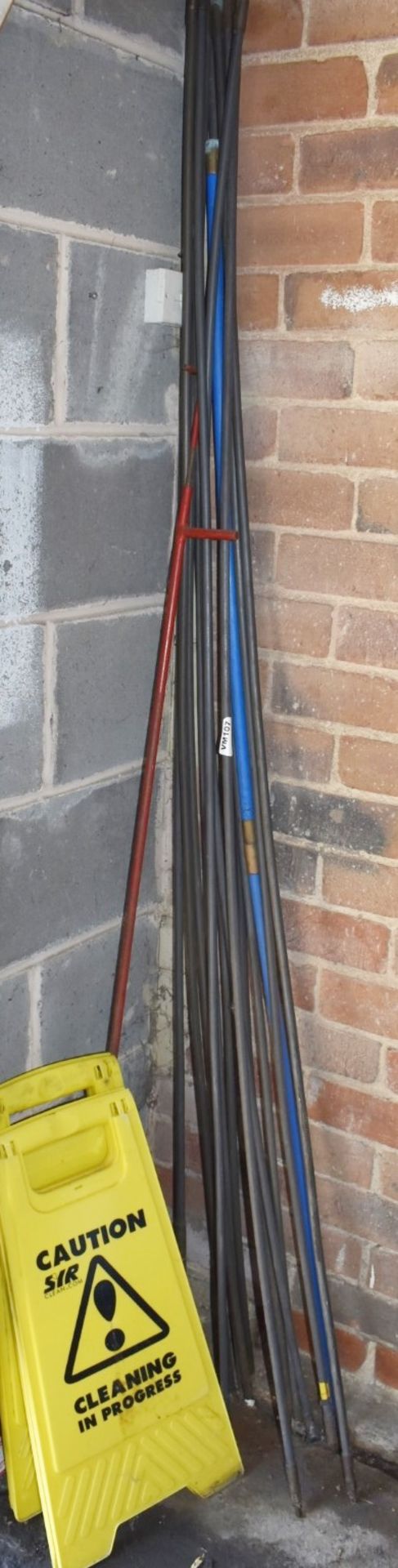 1 x Drain Rod With Approx 15 Lengths and Two Wet Floor Signs - Ref VM107 B2 - CL409 - Location: - Image 2 of 6