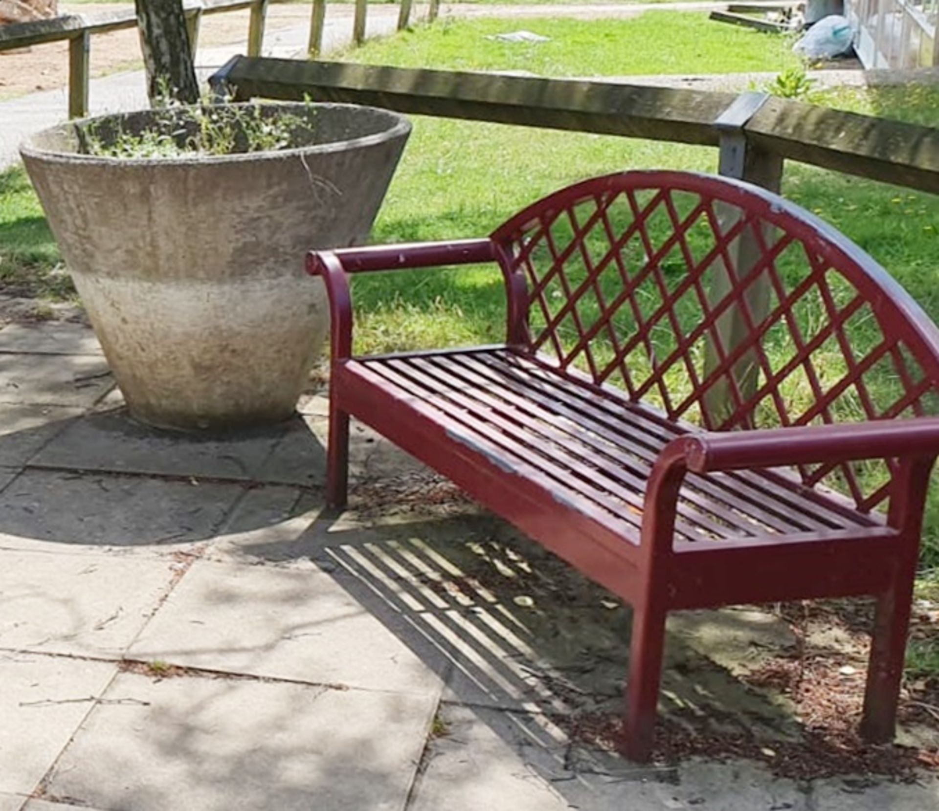 4 x Commercial Garden Benches - Made From Metal With Red Finish - CL499 - Location: Borehamwood WD6