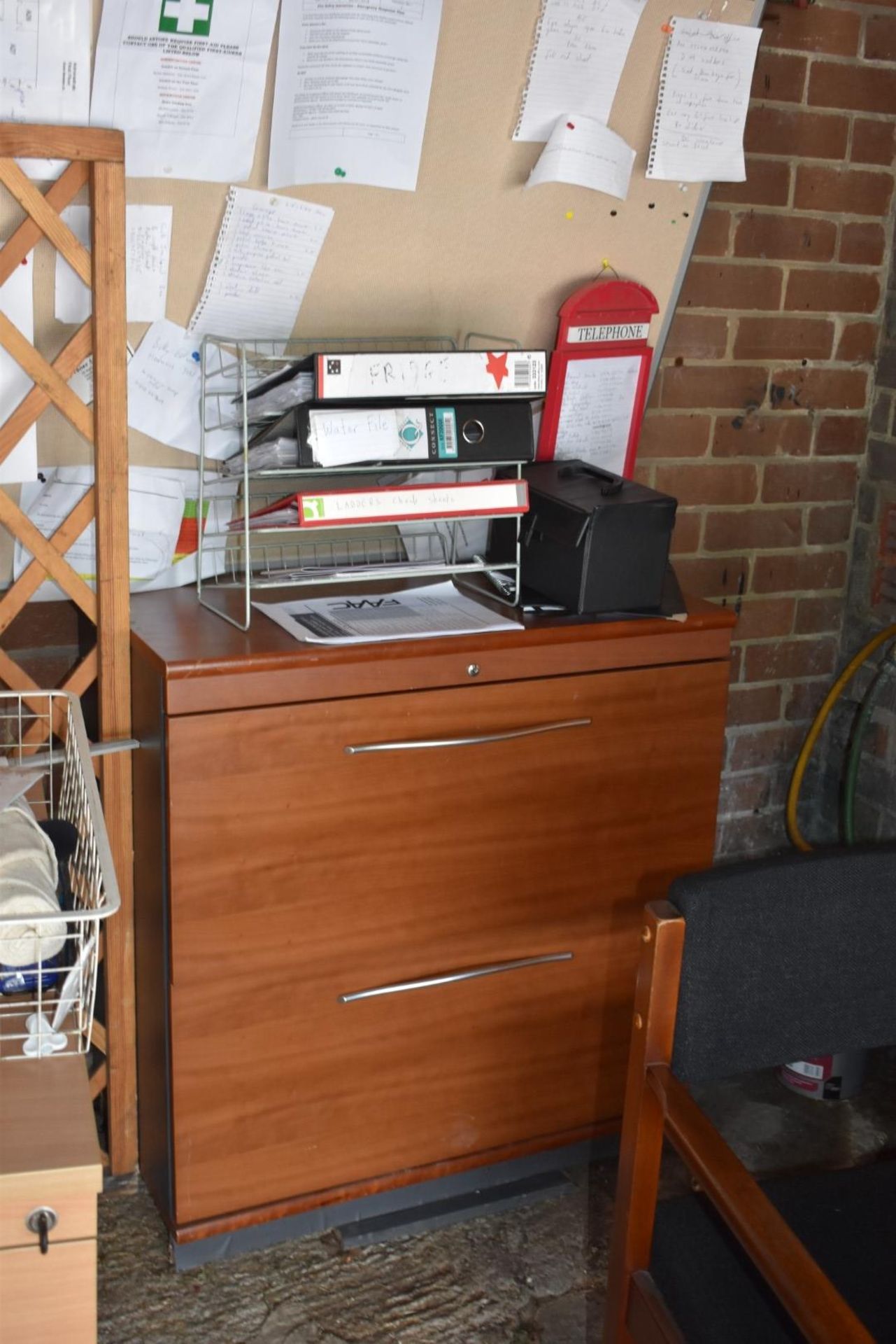 1 x Assorted Collection to Include Desk, Drawers, Filing Unit, Chair, Notice Board, Trellis, - Image 5 of 8