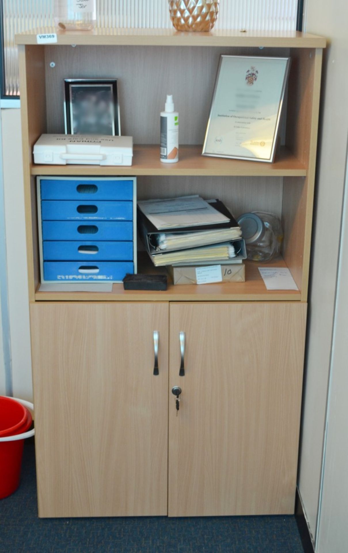 1 x Office Bookcase Storage Cabinet Finished In Beech - CL409 - Ref: VM369 - Location: WF16