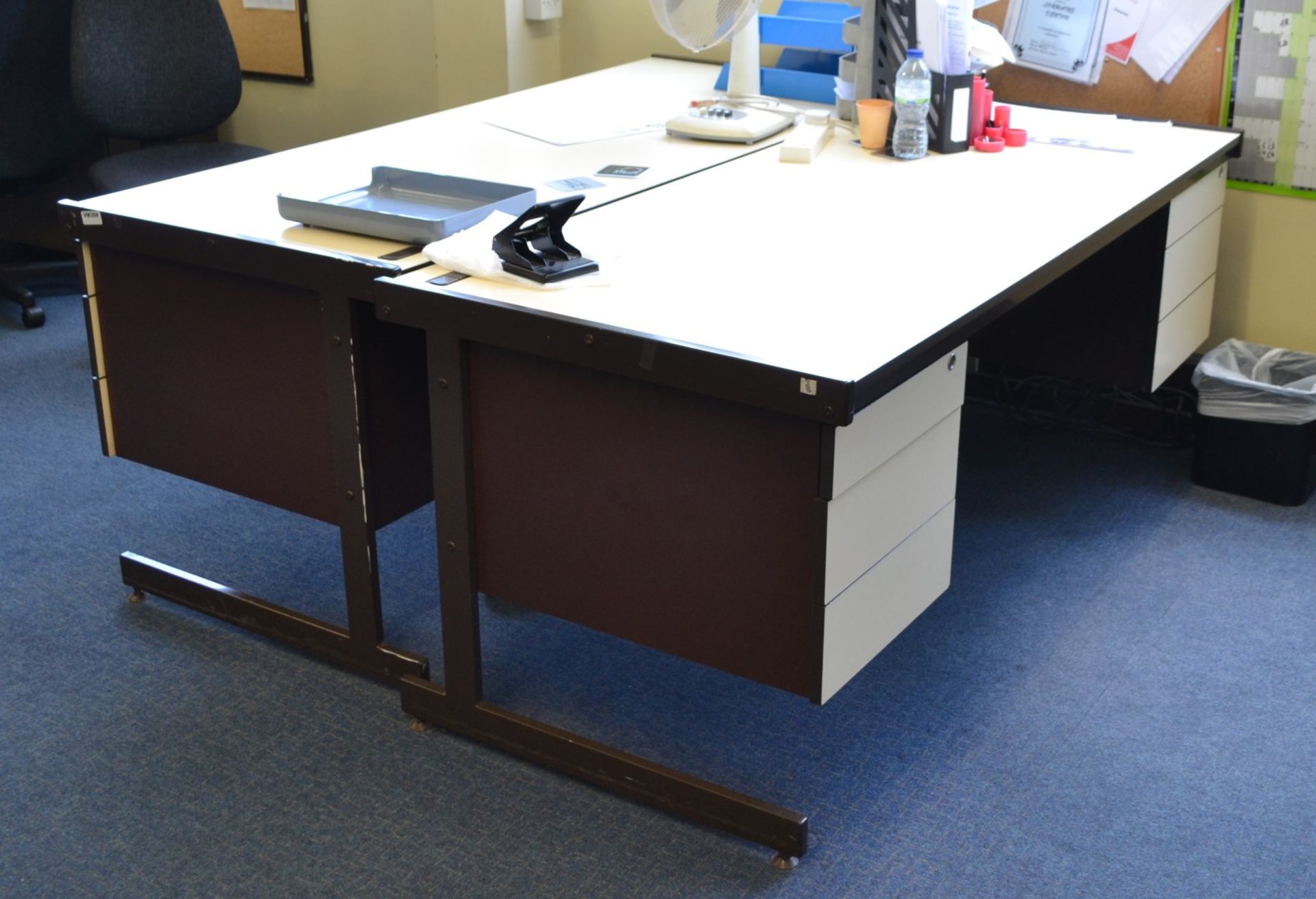 2 x Long Beige Office Desks - Ref: VM358 - CL409 - Location WF16 - Image 2 of 3