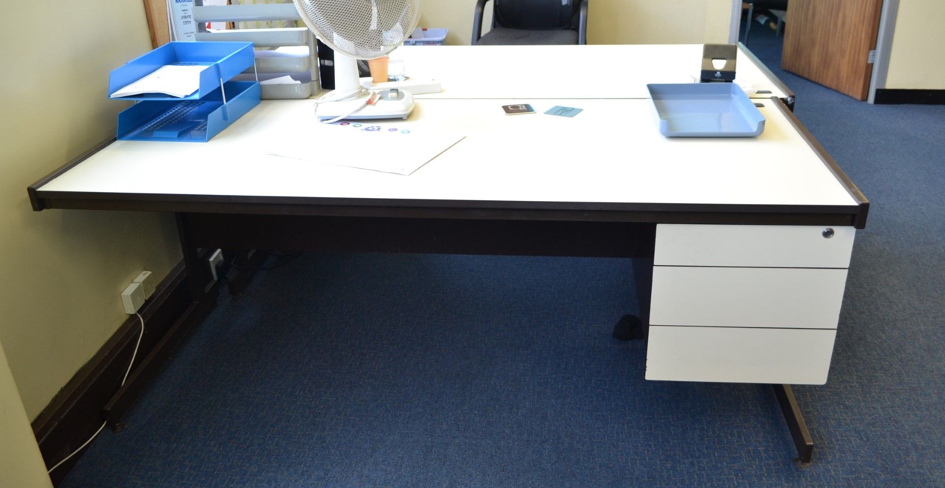 2 x Long Beige Office Desks - Ref: VM358 - CL409 - Location WF16 - Image 3 of 3
