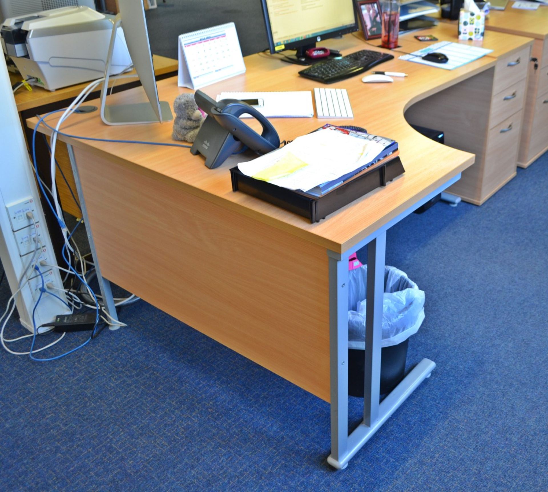 1 x Beech Office Desk And Pedestal - Ref: VM507 - CL409 - Location: Wakefield WF16 - Image 2 of 4