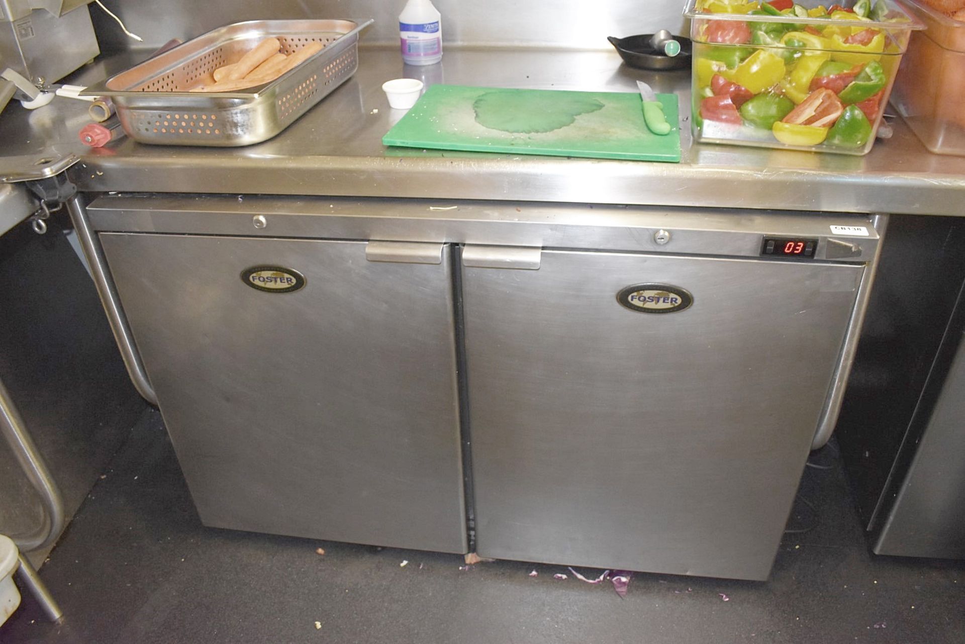 1 x FOSTER Stainless Steel HR360 Double Door 360-Litre Undercounter Fridge - Ref: CB138 KITCH