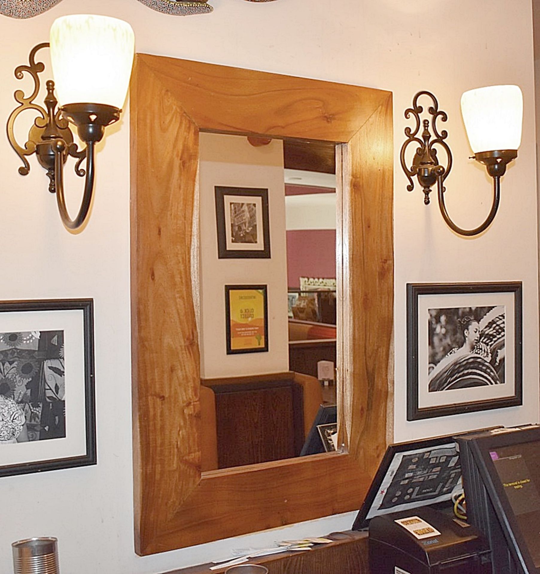 1 x Rustic Wood Framed Mirror - Dimensions: 60 x 90cm