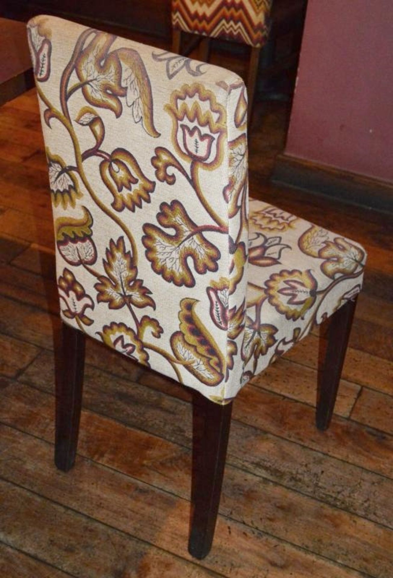 6 x Upholstered Restaurant Dining Chairs In A Floral Mexican-style Fabric - Image 3 of 3