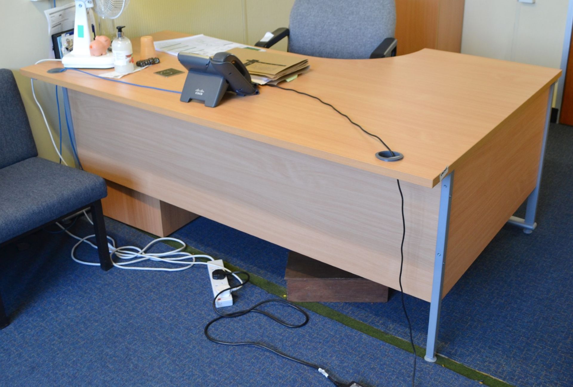 1 x Office Desk and Pedestal Finished In Beech - Ref: VM344 - CL409 - Location: Wakefield WF16 - Image 2 of 3